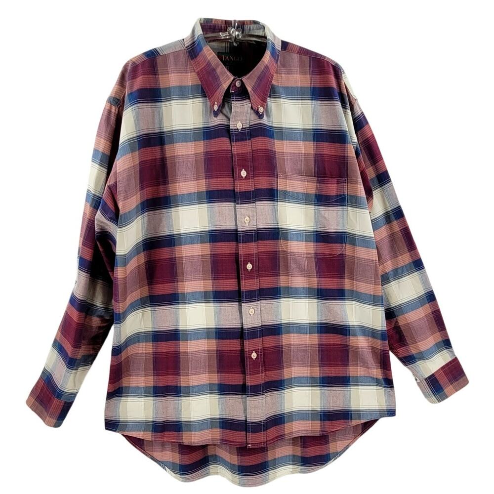 Elevated‎ Casual Plaid Shirt Tango Max Raab Mens Cotton Classic Style